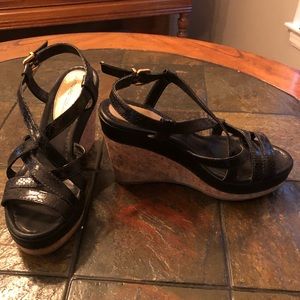 Black Antonio Melani Cork Wedges